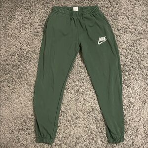 Nike Dark Green Joggers with White Logo
